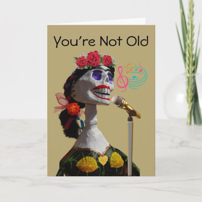 Funny Birthday with Lady Skeleton Singing Card (Front)