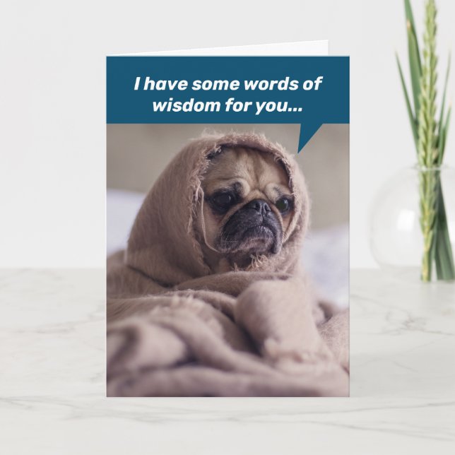 Funny Birthday Words Of Wisdom From Jedi Pug Card (Front)