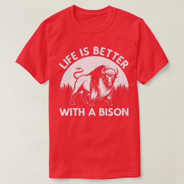 Funny Bison Design For Men Women Kids Buffalo Biso T-Shirt (Design Front)