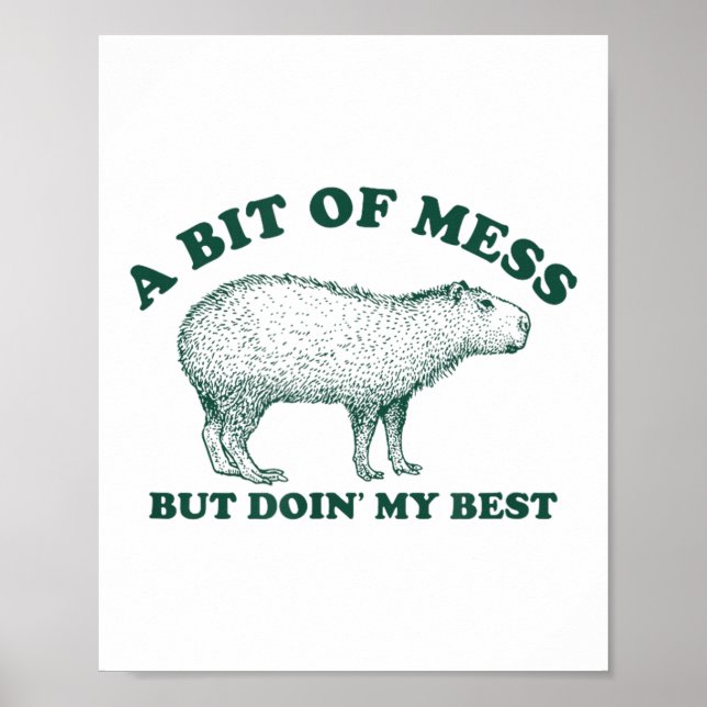 Funny Bit Of A Mess Capybara Meme Graphic For Wome Poster (Front)