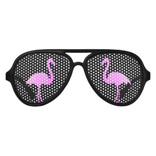 Funny black and neon pink flamingo bird aviator sunglasses