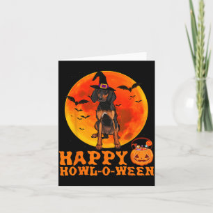 Funny Black And Tan Coonhound Dog Halloween Happy Card