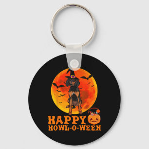 Funny Black And Tan Coonhound Dog Halloween Happy Key Ring