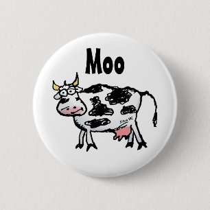 Funny Black and White Cow Cartoon 6 Cm Round Badge