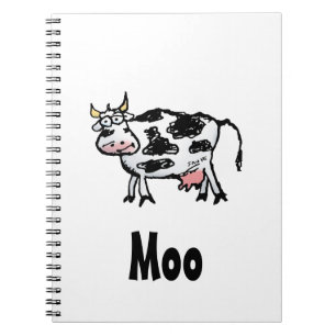 Funny Black and White Cow Cartoon Notebook