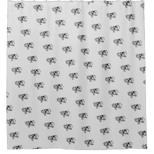Funny Black and White Cow Cartoon Shower Curtain