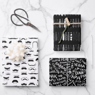 Funny Black and White Father's Day Gift Wrapping Paper Sheet