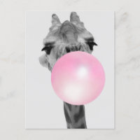 Funny Black and White Giraffe with Bubble Gum