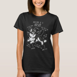 Funny Black and White Siberian Husky Dog Anatomy T-Shirt