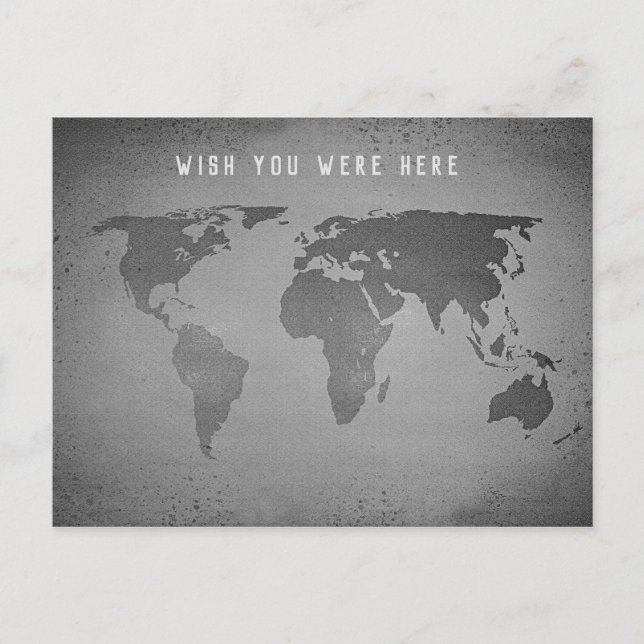 Funny black and white world map postcard (Front)