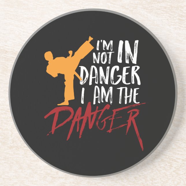 Funny Black Belt Fighter Martial Arts Humour Coaster (Front)