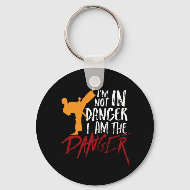 Funny Black Belt Fighter Martial Arts Humour Key Ring (Front)