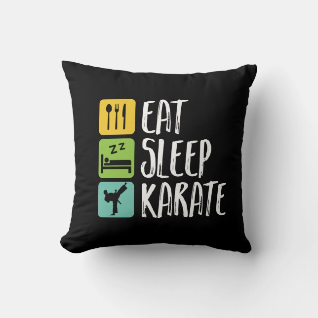 Funny Black Belt Martial Arts Eat Sleep Karate Cushion (Front)