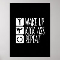 Funny Black Belt Martial Arts Wake Up Kick Repeat