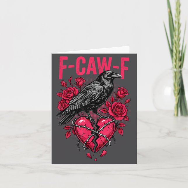 Funny Black Bird F-caw-f Anti Valentines Day Singl Card (Front)