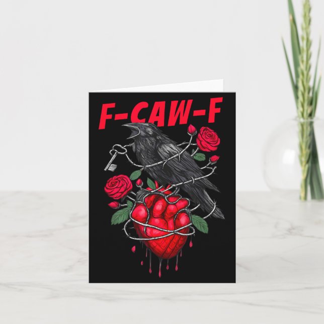 Funny Black Bird F-caw-f Anti Valentines Day Singl Card (Front)