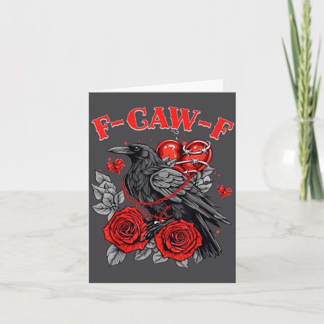 Funny Black Bird F-caw-f Anti Valentines Day Singl Card (Front)
