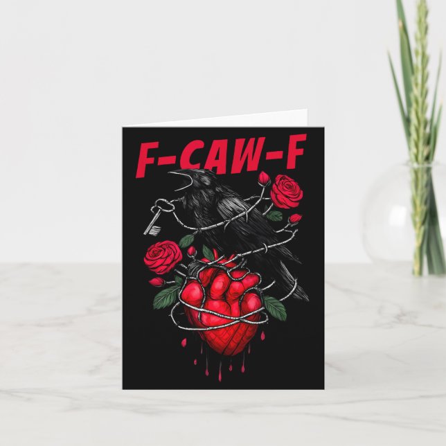 Funny Black Bird F-caw-f Anti Valentines Day Singl Card (Front)