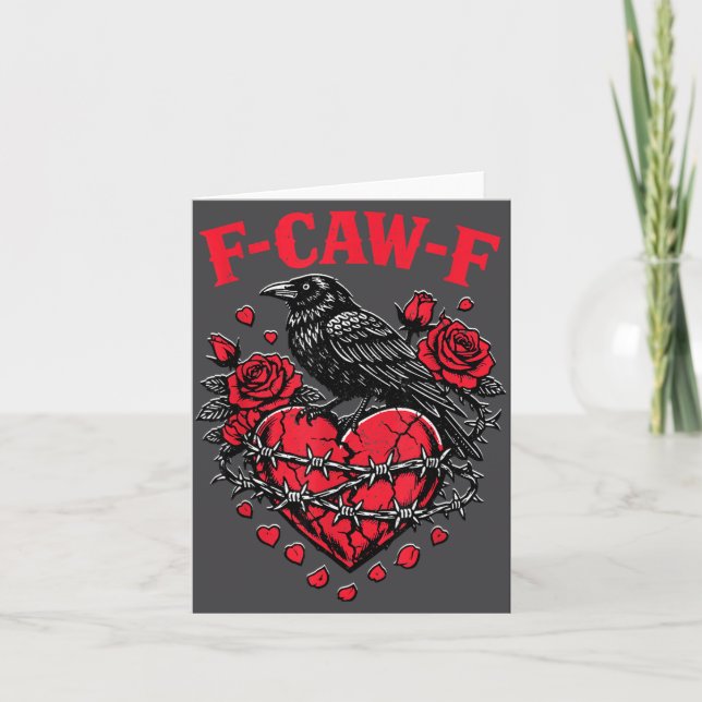 Funny Black Bird F-caw-f Anti Valentines Day Singl Card (Front)