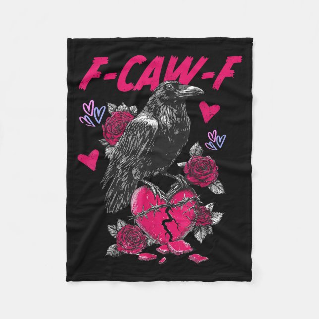 Funny Black Bird F-caw-f Anti Valentines Day Singl Fleece Blanket (Front)
