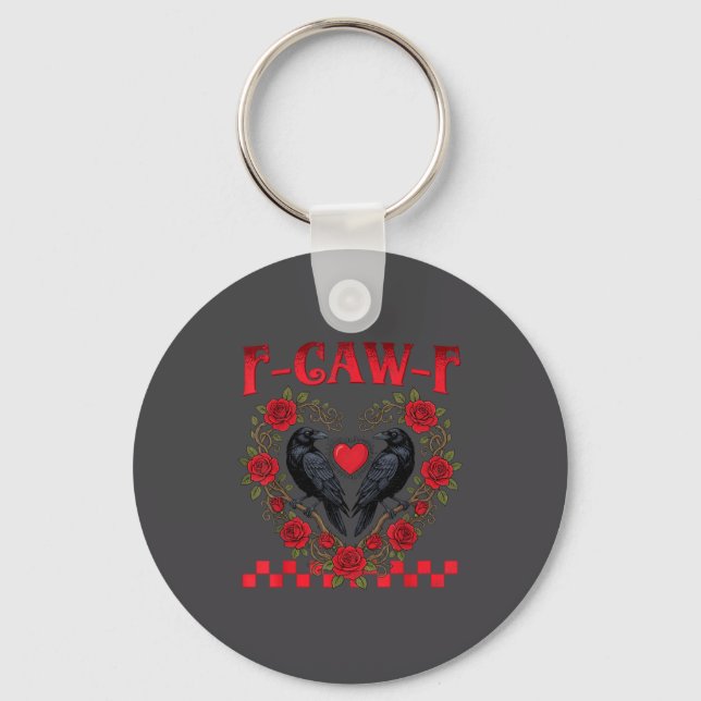 Funny Black Bird F-caw-f Anti Valentines Day Singl Key Ring (Front)
