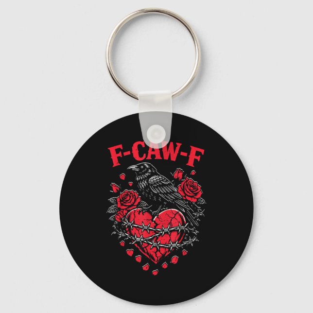 Funny Black Bird F-caw-f Anti Valentines Day Singl Key Ring (Front)