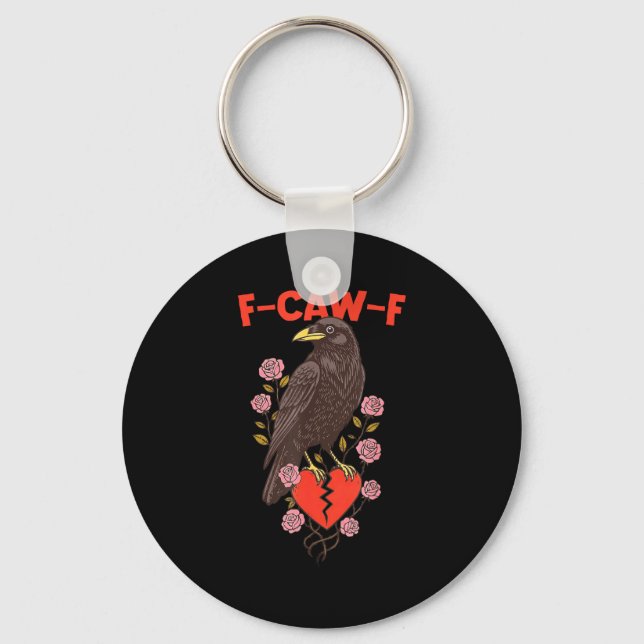 Funny Black Bird F-caw-f Anti Valentines Day Singl Key Ring (Front)