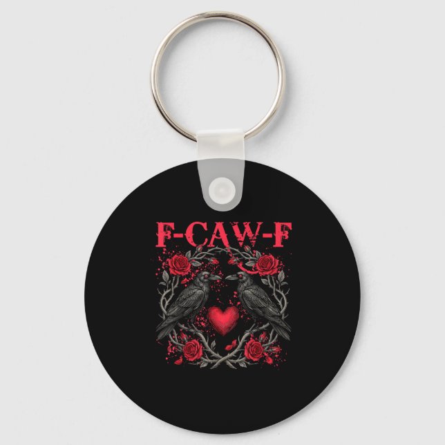 Funny Black Bird F-caw-f Anti Valentines Day Singl Key Ring (Front)