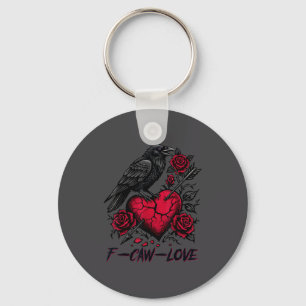 Funny Black Bird F-caw-f Anti Valentines Day Singl Key Ring