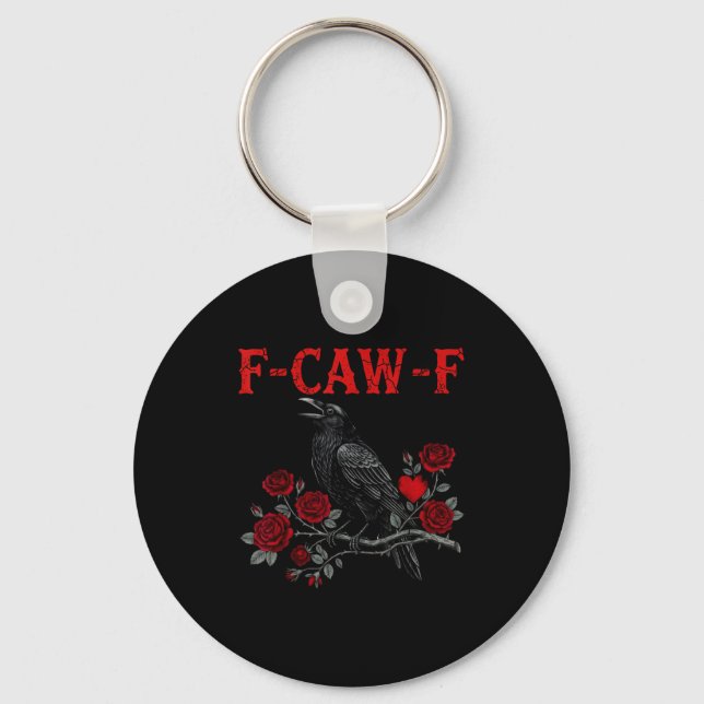 Funny Black Bird F-caw-f Anti Valentines Day Singl Key Ring (Front)