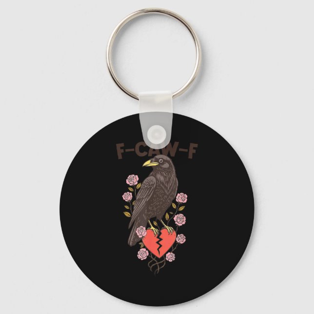 Funny Black Bird F-caw-f Anti Valentines Day Singl Key Ring (Front)