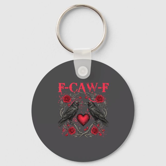 Funny Black Bird F-caw-f Anti Valentines Day Singl Key Ring (Front)