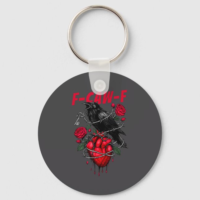 Funny Black Bird F-caw-f Anti Valentines Day Singl Key Ring (Front)
