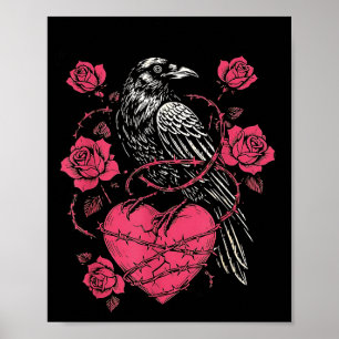 Funny Black Bird F-caw-f Anti Valentines Day Singl Poster