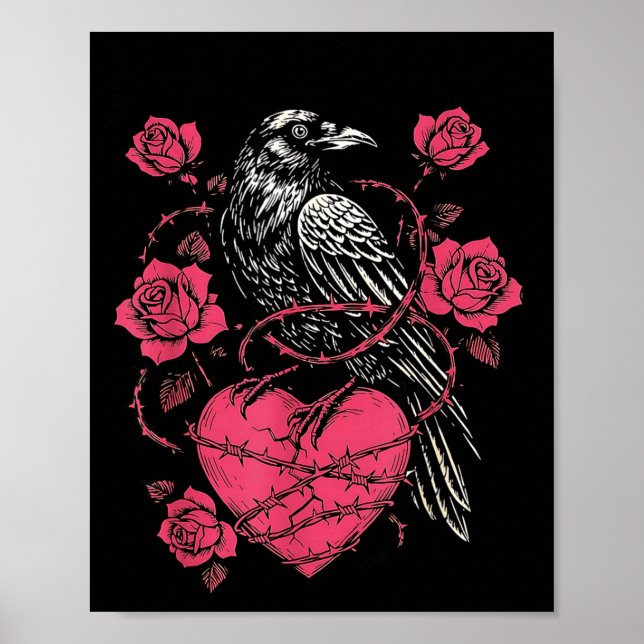 Funny Black Bird F-caw-f Anti Valentines Day Singl Poster (Front)