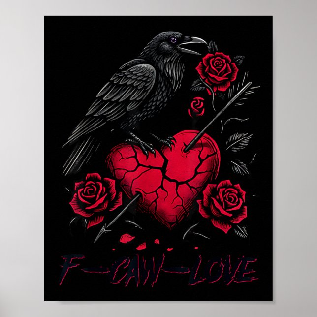 Funny Black Bird F-caw-f Anti Valentines Day Singl Poster (Front)