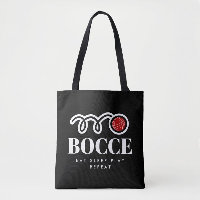 Funny black bocci ball tote bag for bocce lover (Front)