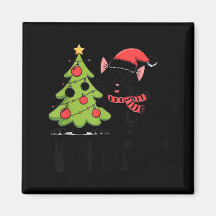 Funny Black Ca Pushing Christmas Tree Over Cat Wha Magnet