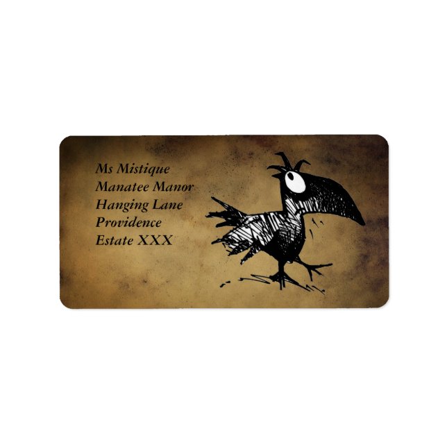 Funny Black Cartoon Crow Label (Front)
