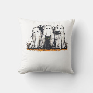 Funny Black Cat and Ghost Halloween Essential T-Sh Cushion