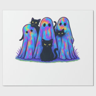 Funny Black Cat and Ghost Halloween Essential T-Sh Wrapping Paper