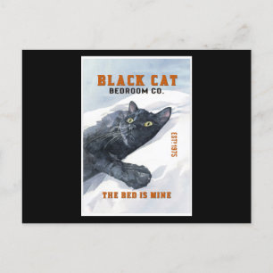 Funny Black Cat Bedroom The Bed Is Mine Cat Lover Postcard