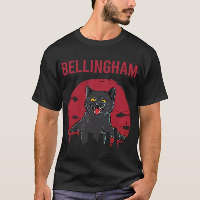 Funny Black Cat Bellingham T-Shirt (Front)