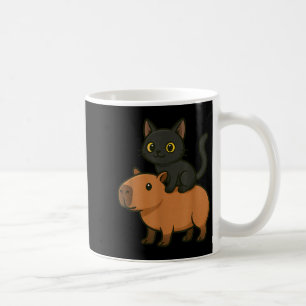 Funny Black Cat Capybara Animal Lover Mum Dad Kids Coffee Mug