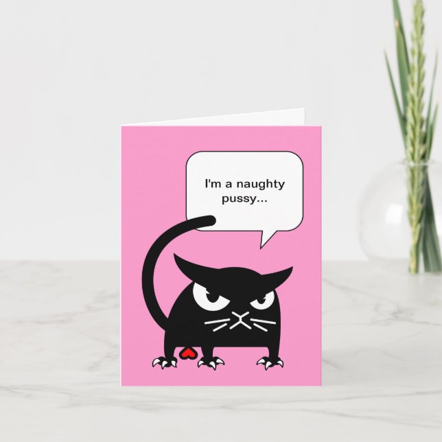 Funny Black Cat Cards | Badd Gato | Naughty Pussy (Front)