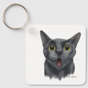 Funny Black cat Cartoon Key Ring