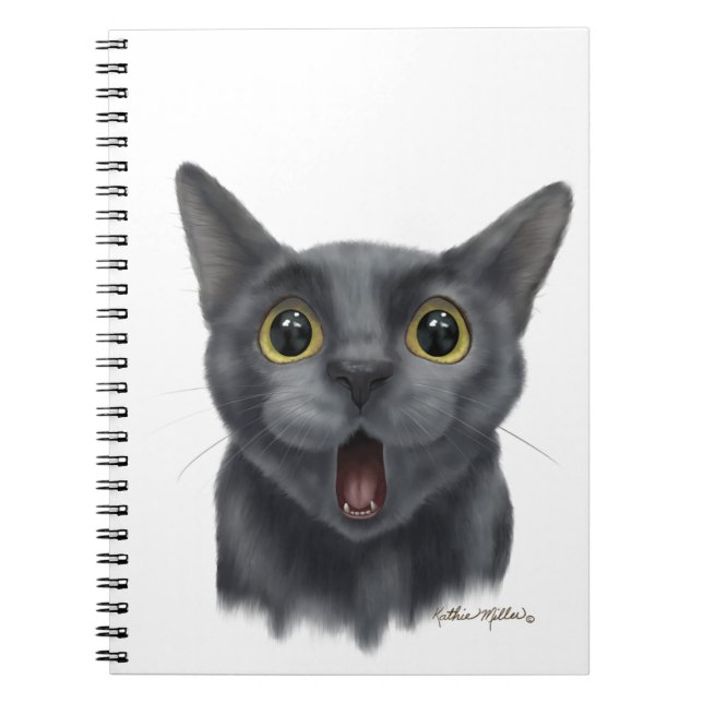 Funny Black cat Cartoon Notebook (Front)
