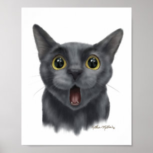 Funny Black cat Cartoon Poster
