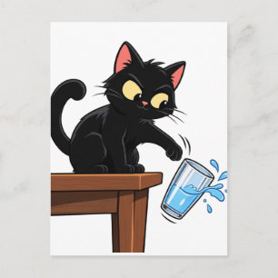 Funny Black Cat Cartoon Sarcastic Humour Postcard