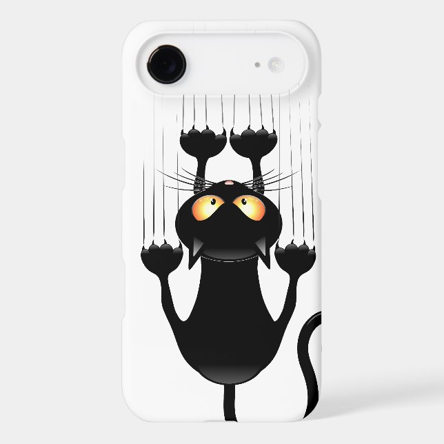 Funny Black Cat Cartoon Scratching Wall Case-Mate iPhone Case (Back)